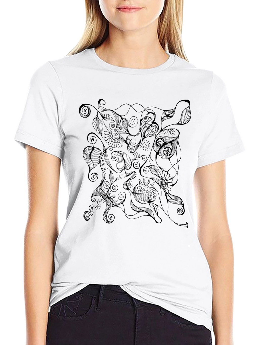 Abstract Black Graphic Tee - Modern Style