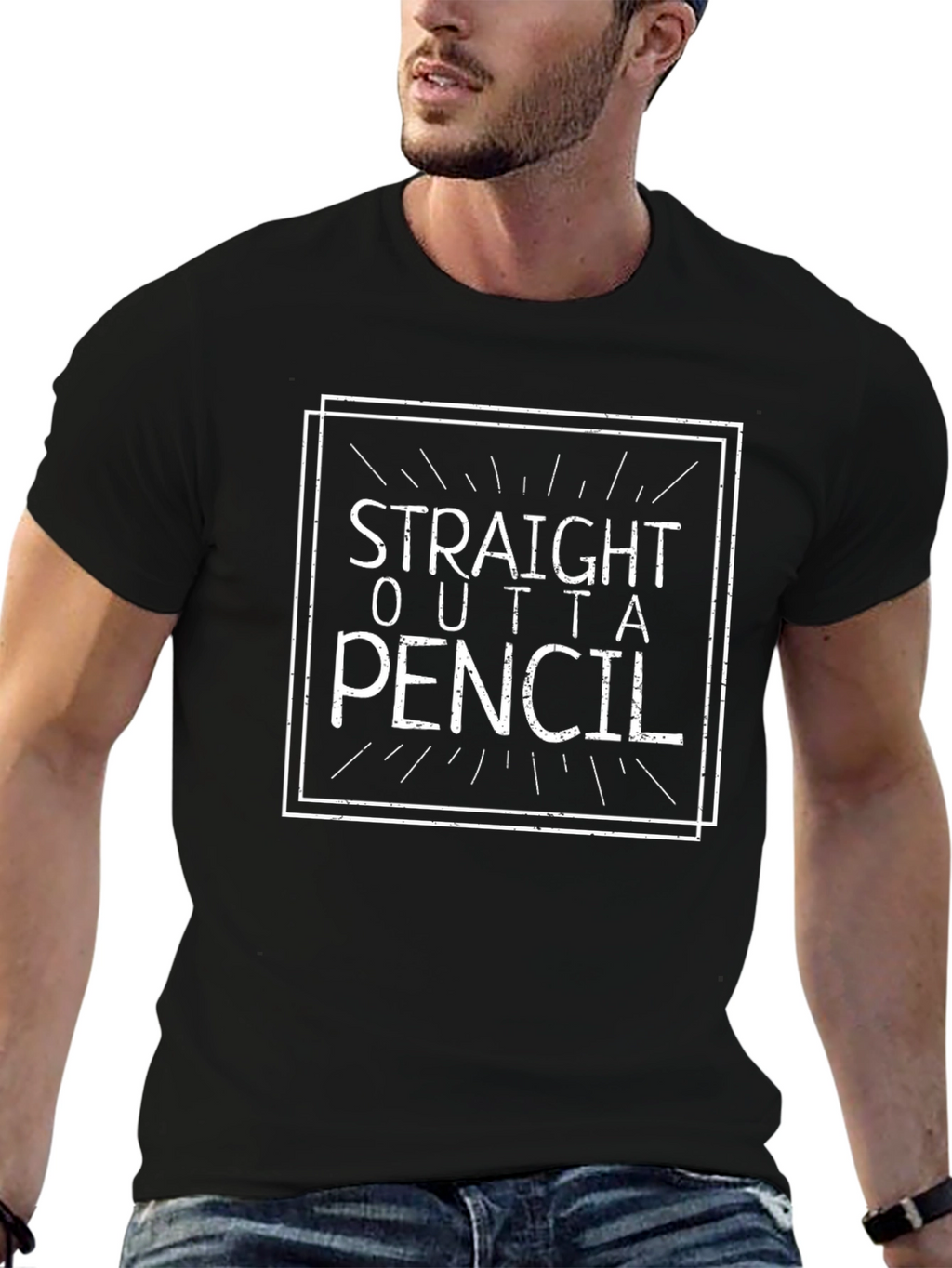 Straight Outta Pencil Graphic Tee - Black