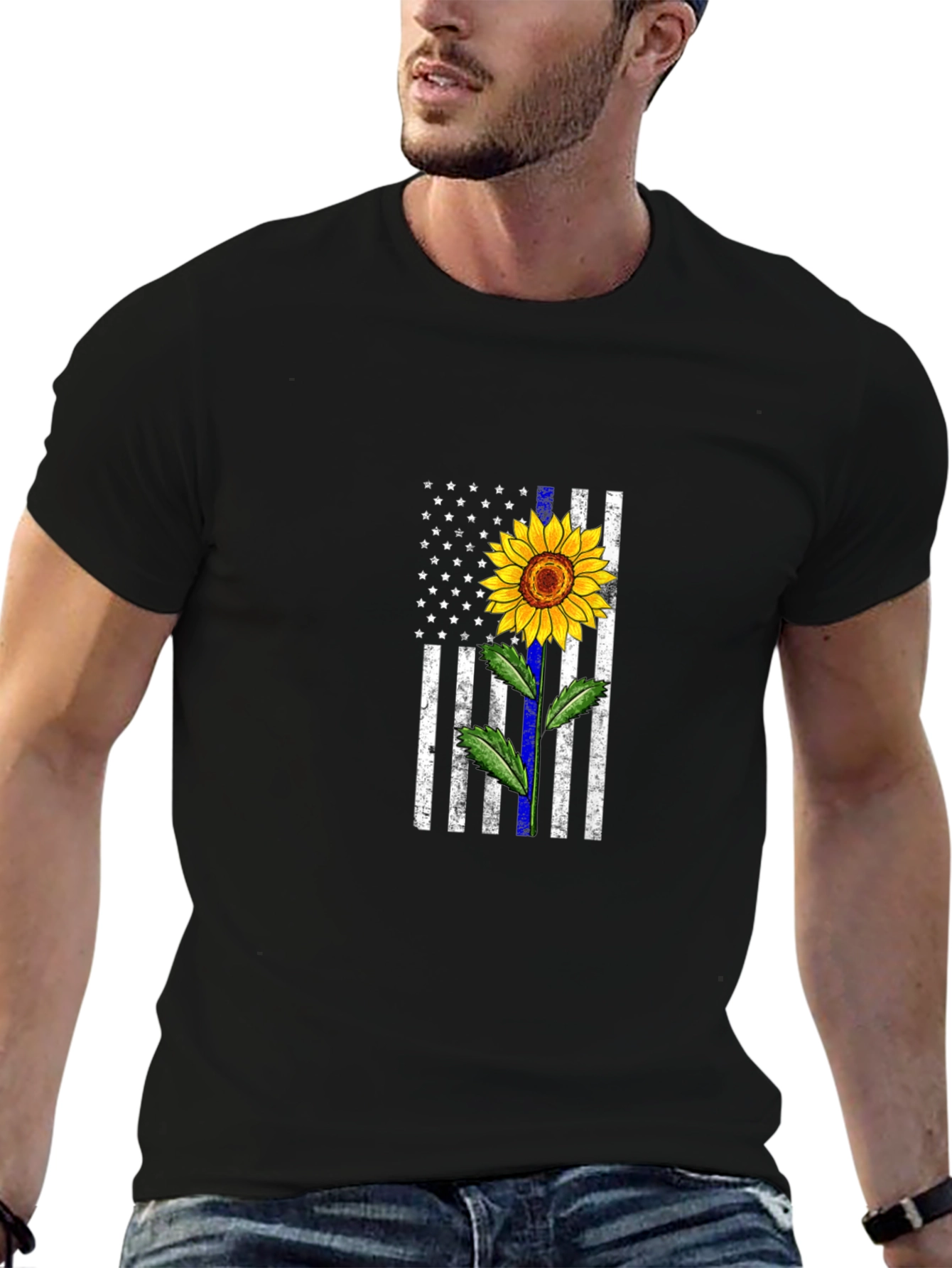 Sunflower Thin Blue Line Flag Graphic Tee