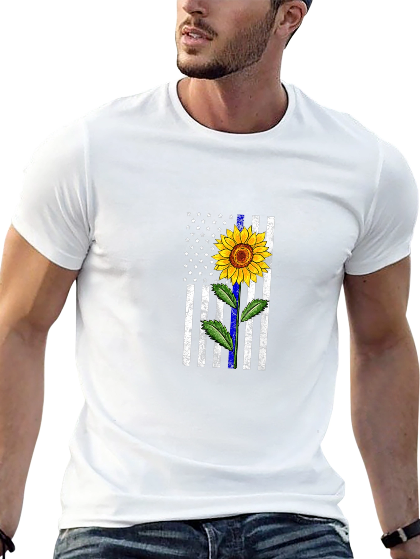 Sunflower Thin Blue Line Flag Graphic Tee