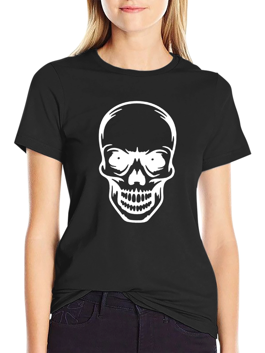 Skull Graphic Tee - Black Cotton Blend