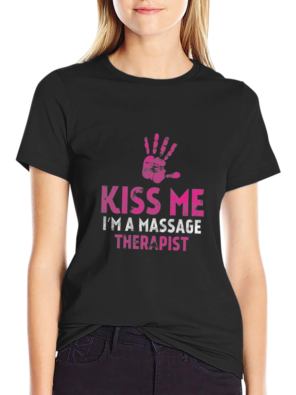 Kiss Me Im a Massage Therapist Black T-Shirt