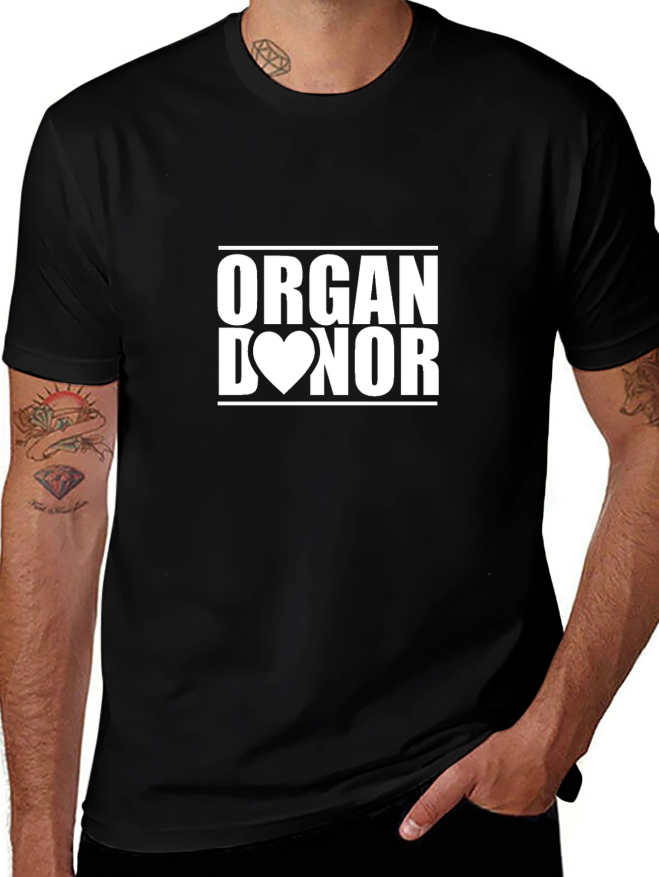 Organ Donor Heart Graphic Black T-Shirt