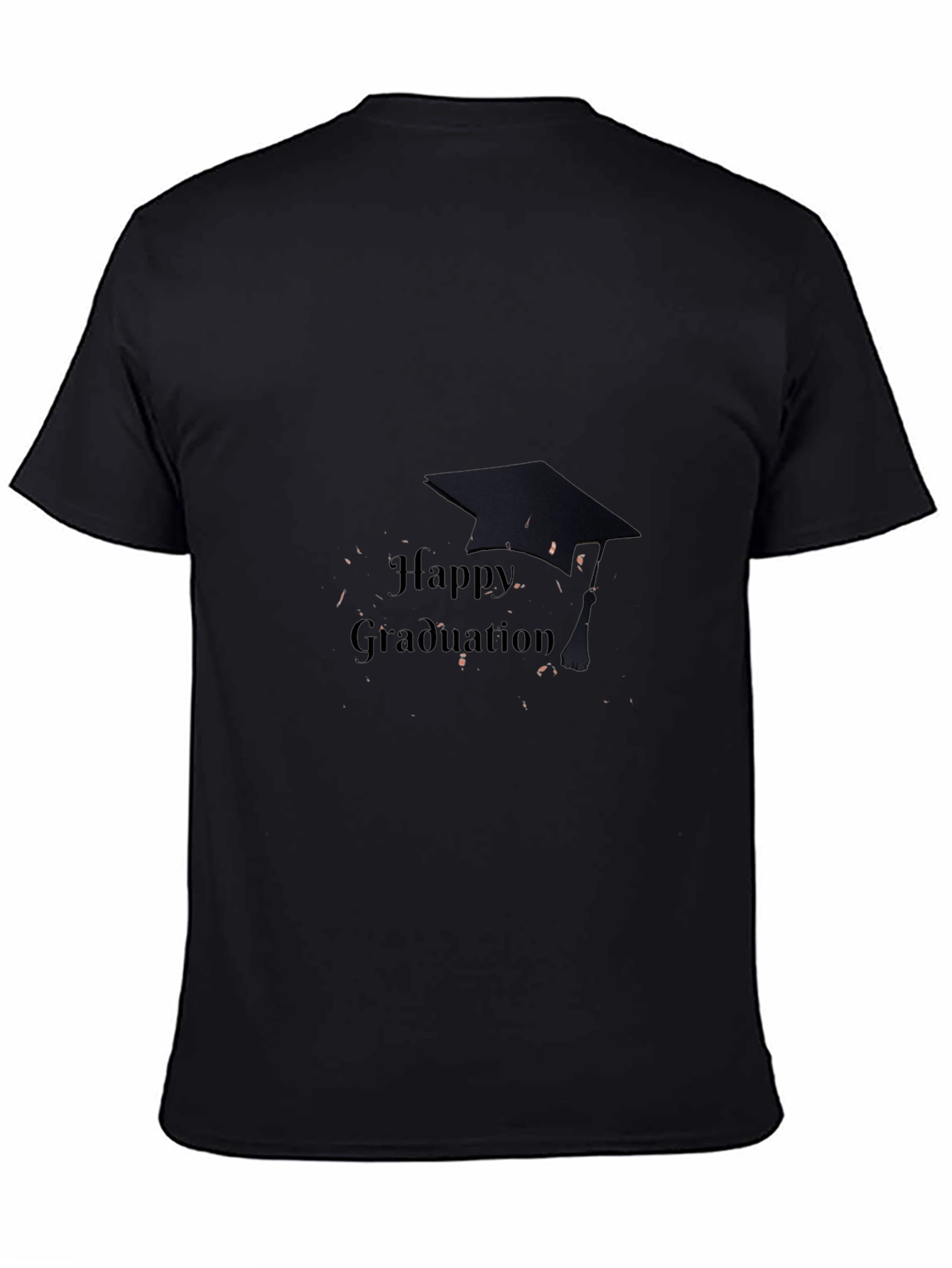 Happy Graduation T-Shirt Black Cotton Mens Crew Neck