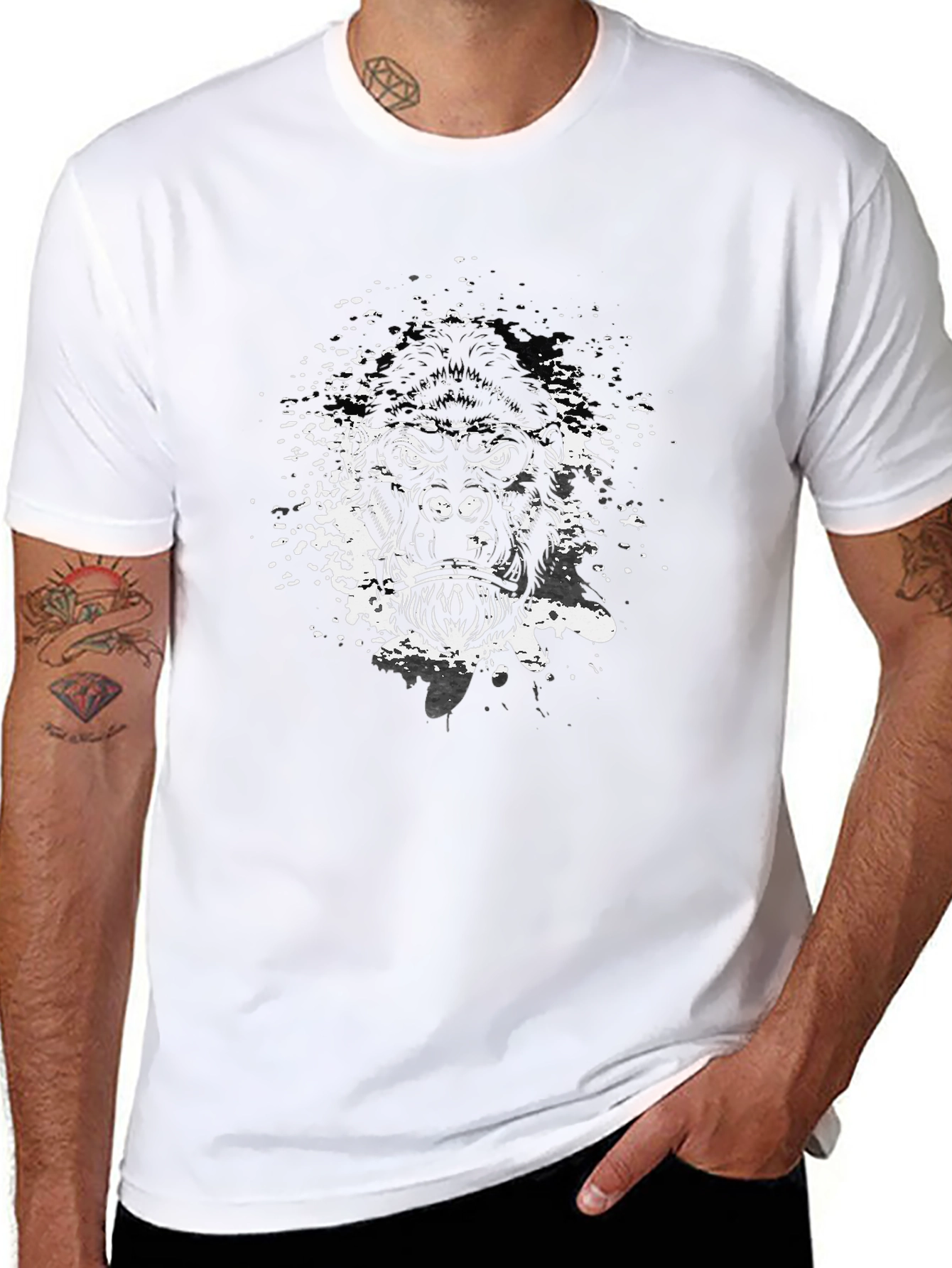 Mens Black Gorilla Graphic Tee