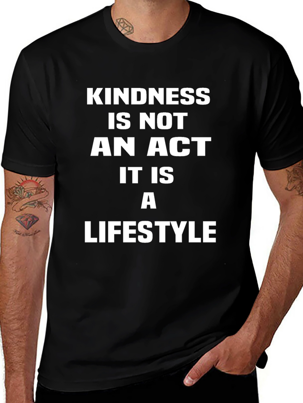 Kindness Lifestyle T-Shirt - Black Crew Neck