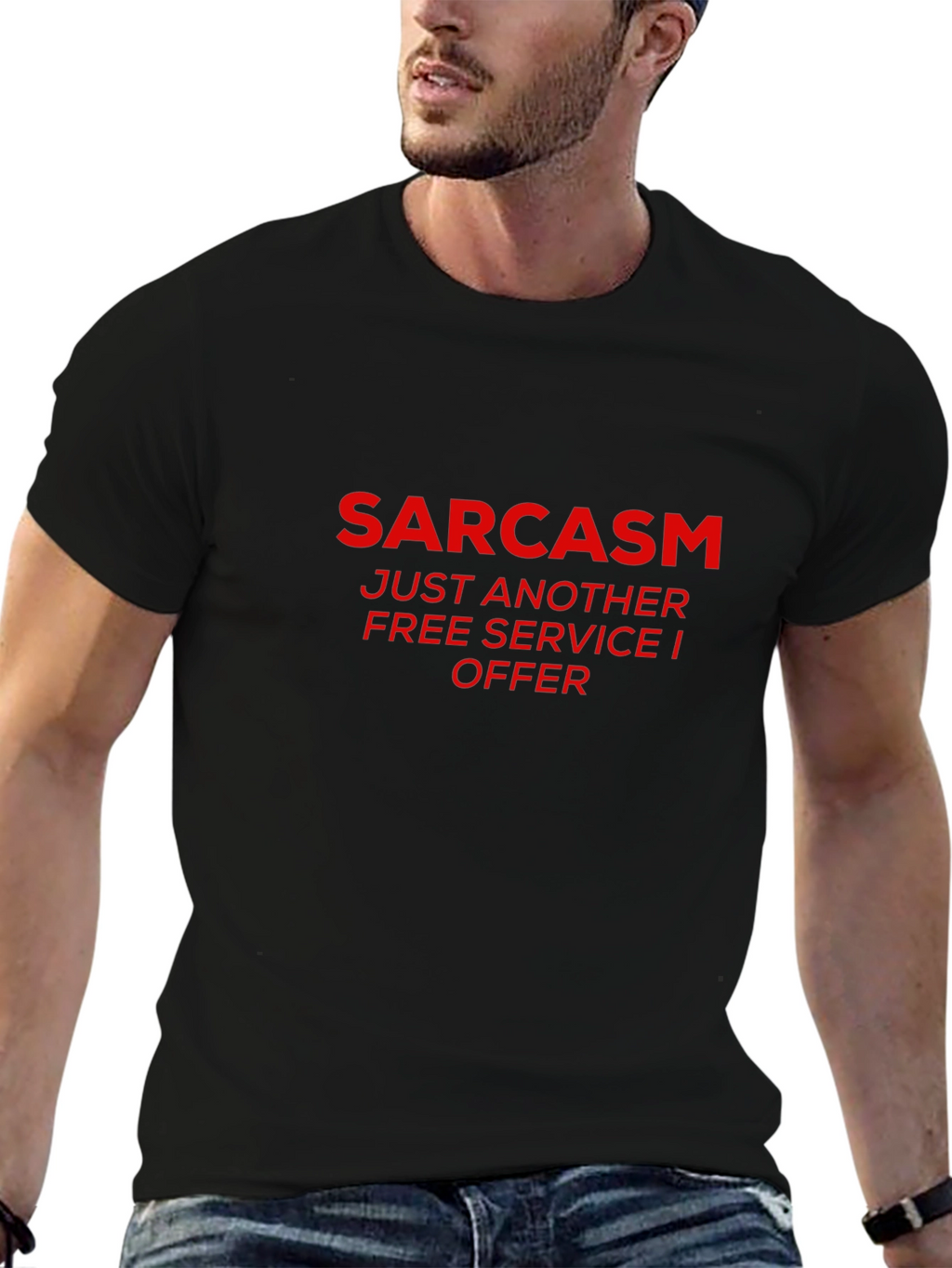 Sarcasm Free Service Black Graphic T-Shirt