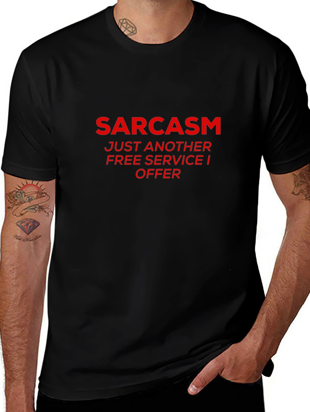 Sarcasm Free Service Black Graphic T-Shirt