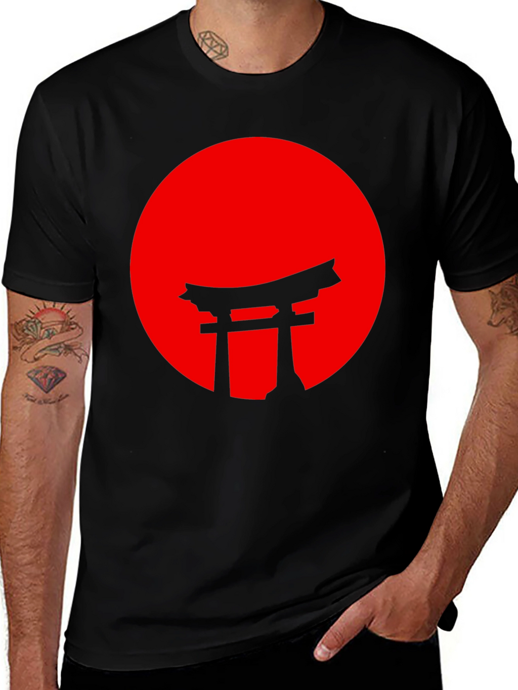 Japanese Torii Gate Red Sun Graphic Tee