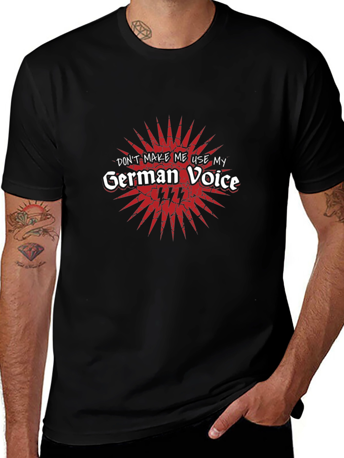 German Voice Mens Black Graphic Tee