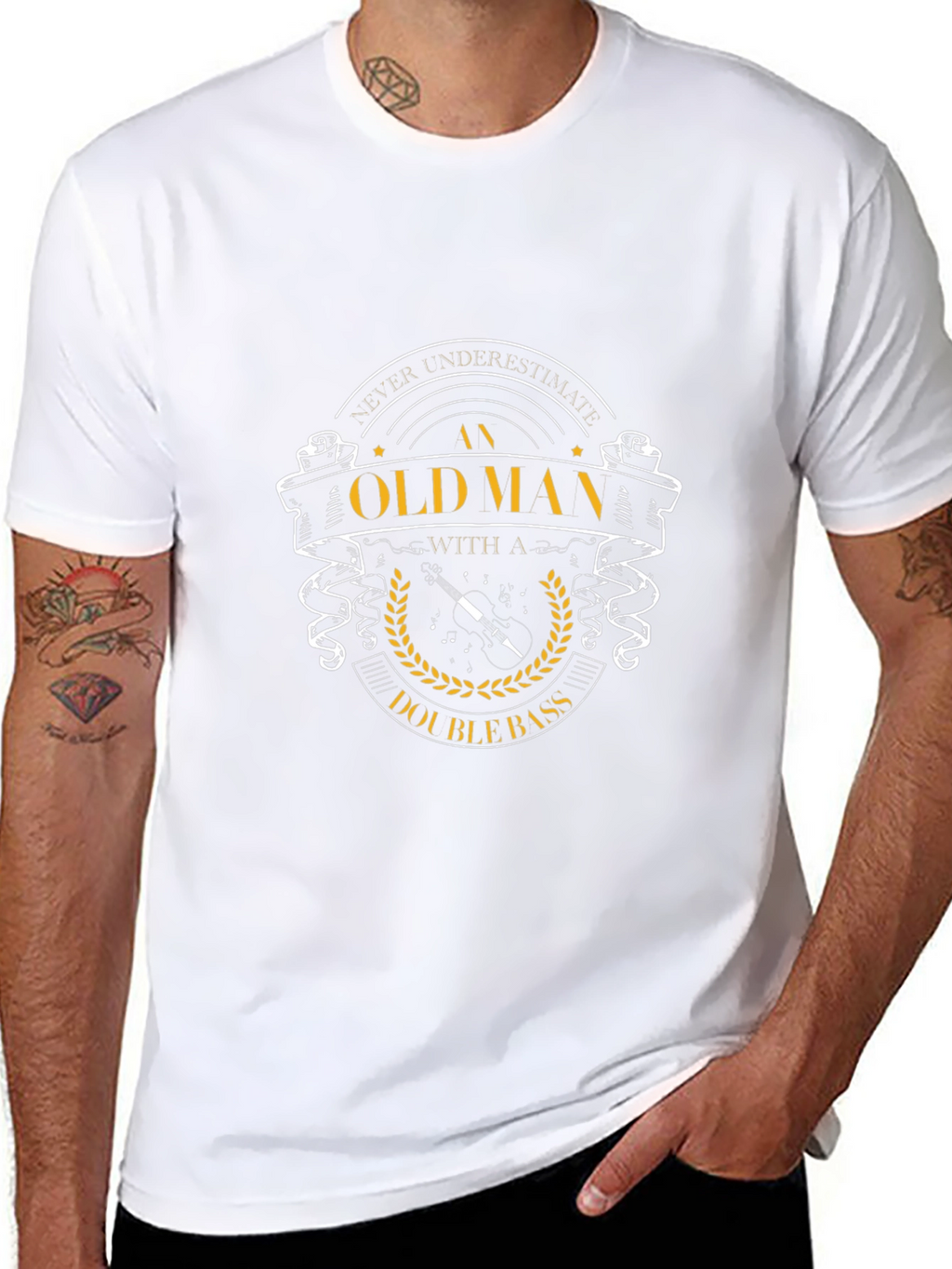 Old Man Double Bass T-Shirt - Music Lover Tee