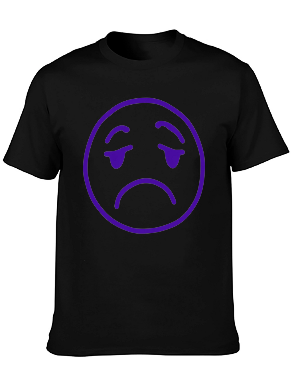 Sad Emoji Graphic T-Shirt - Black