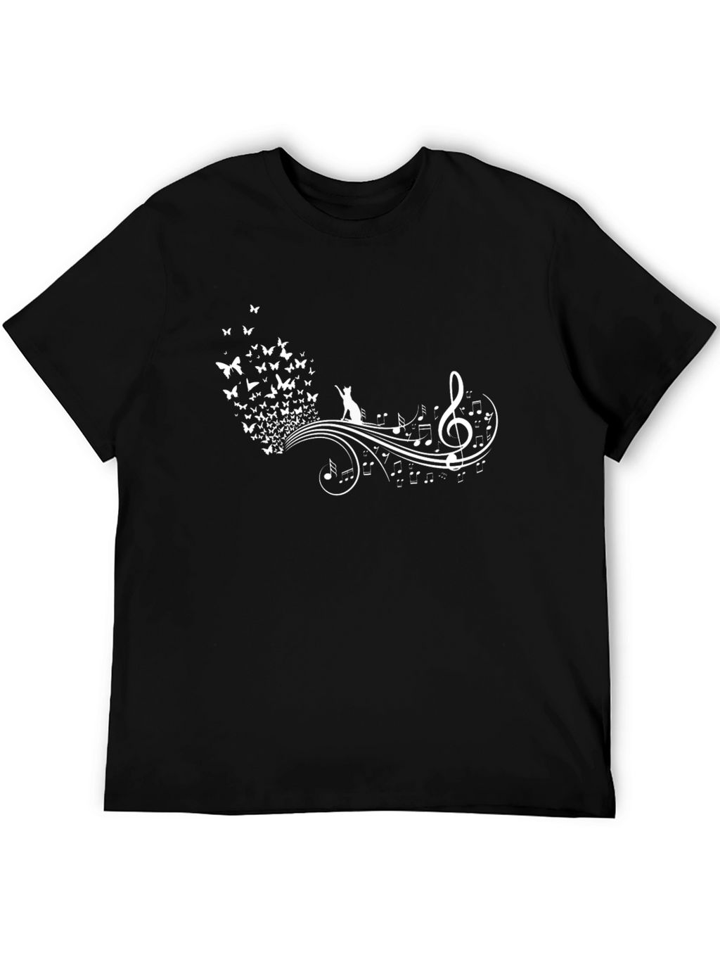 Cat Butterfly Music T-Shirt - Unique Graphic Tee