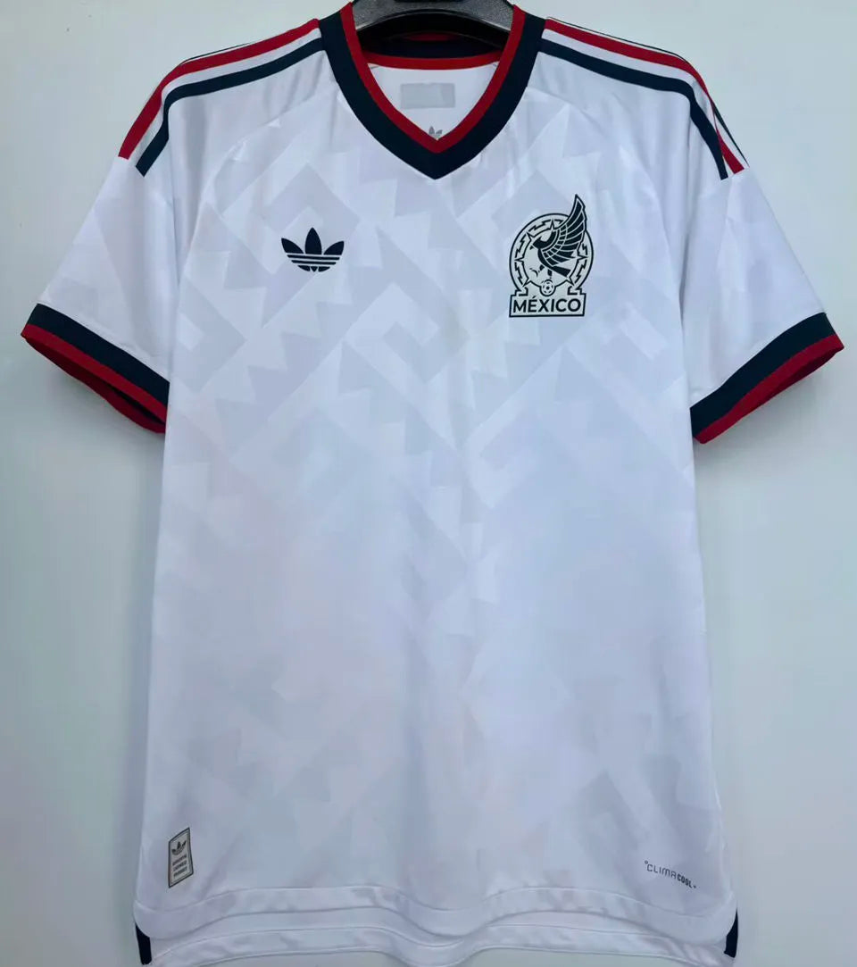 2026/27 Mexico 1:1 Quality Away White Fans Soccer Jersey (Have Right Patch 有右臂章 黑底白字） Back