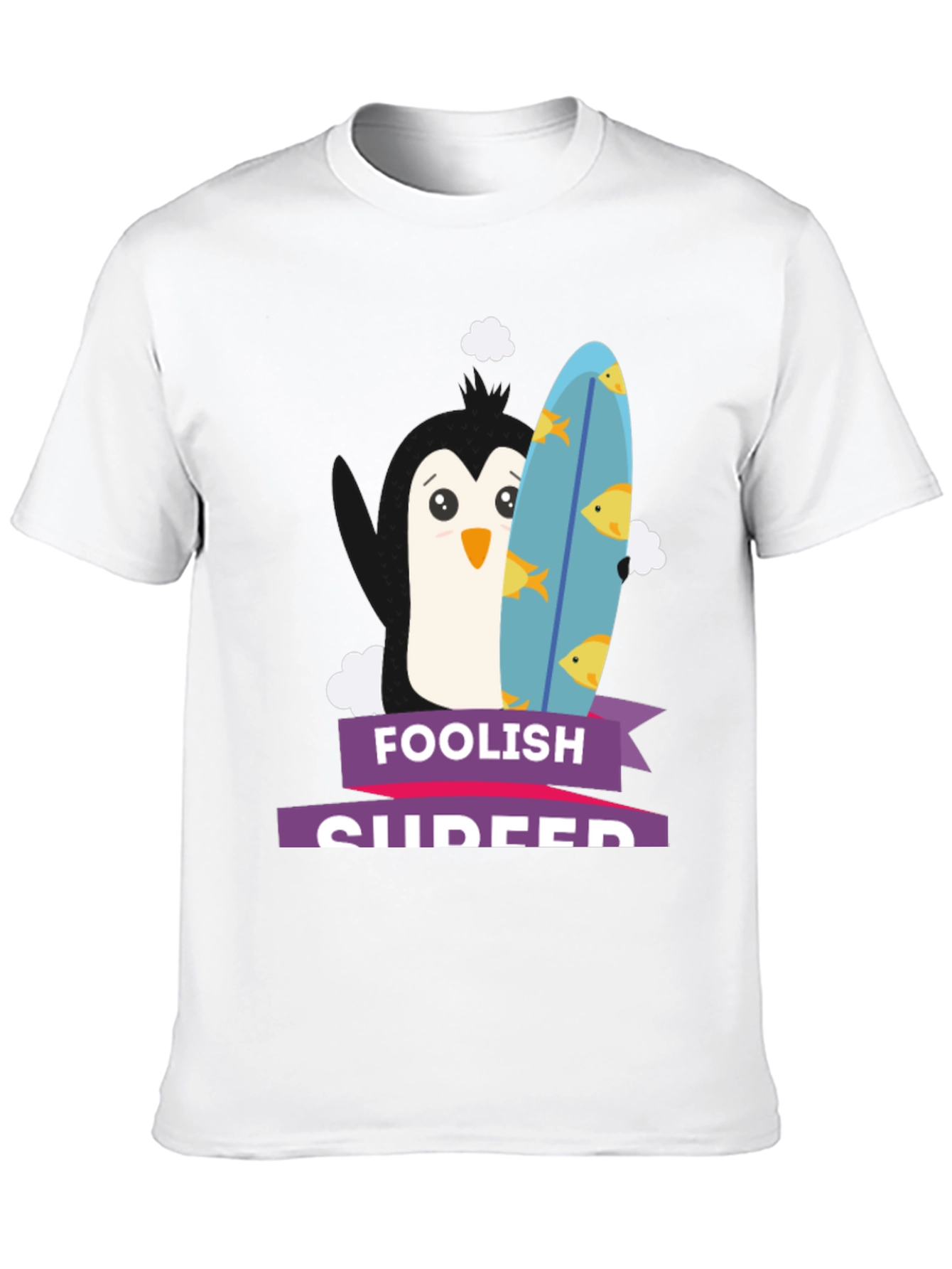 Foolish Surfer Penguin Graphic Tee