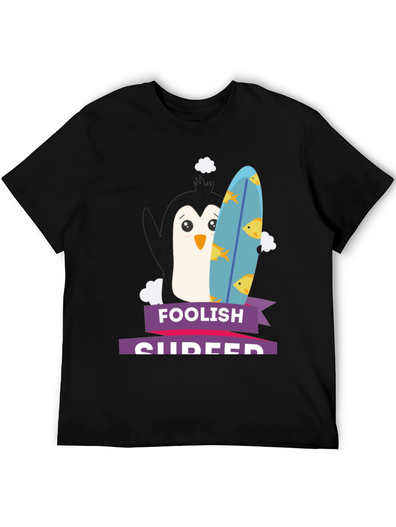 Foolish Surfer Penguin Graphic Tee