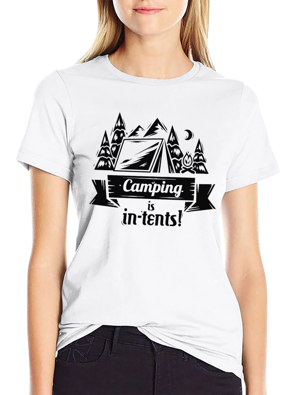 Camping Is In-Tents! Black T-Shirt