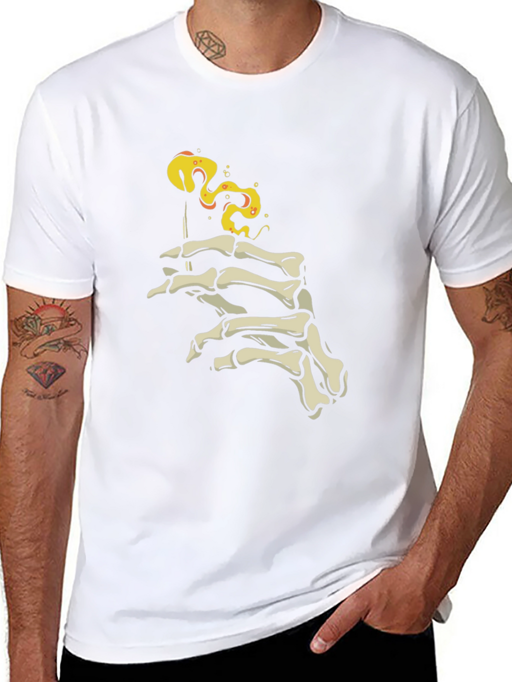 Skeleton Hand Smoking T-Shirt - Edgy Graphic Tee