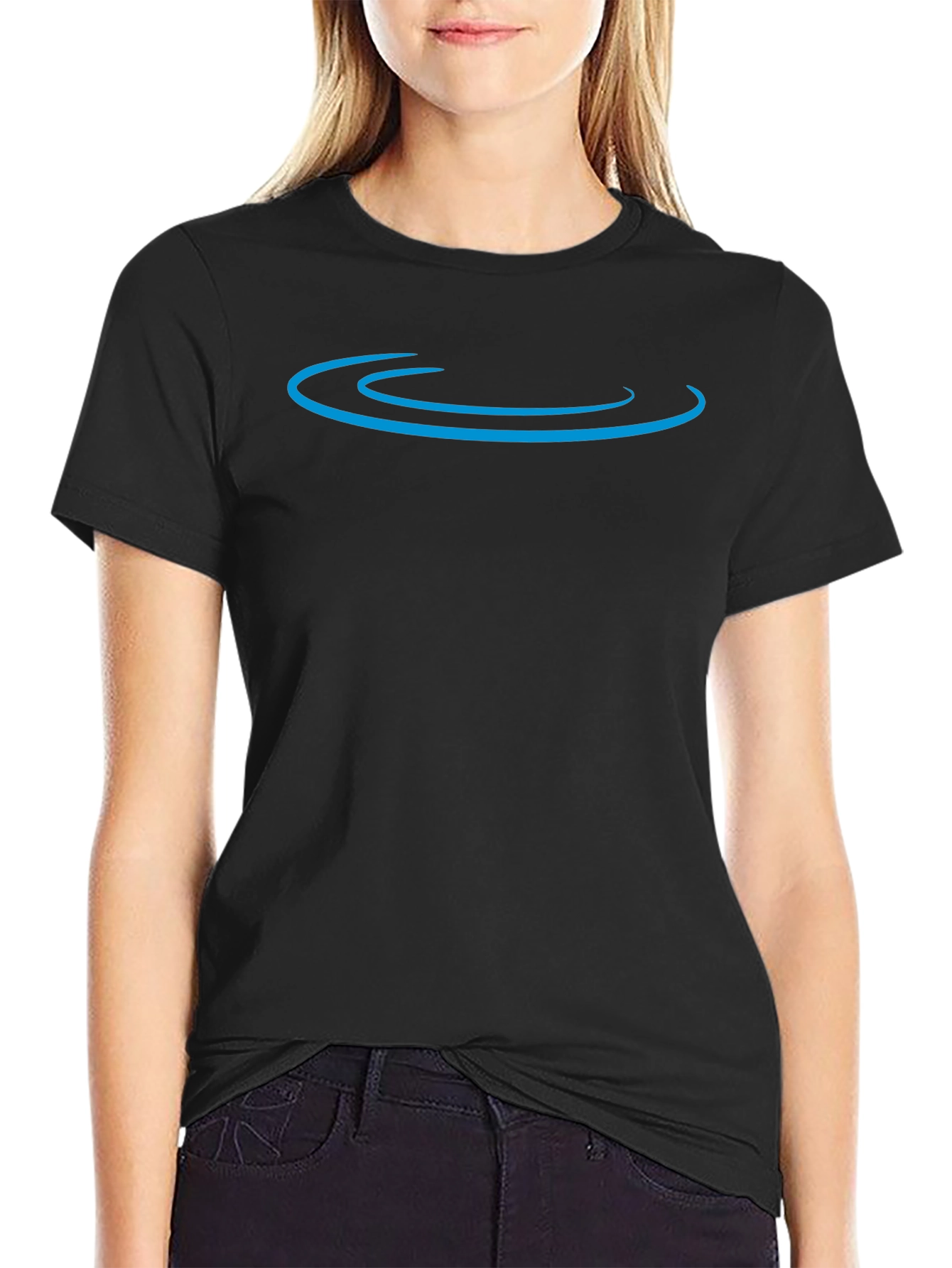 Mens Black T-Shirt with Blue Graphic Design