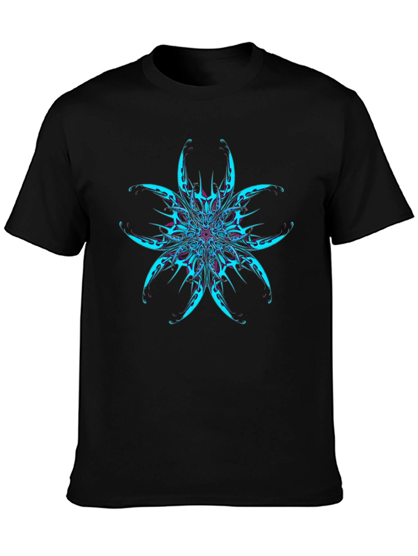 Abstract Flower Graphic Black T-Shirt