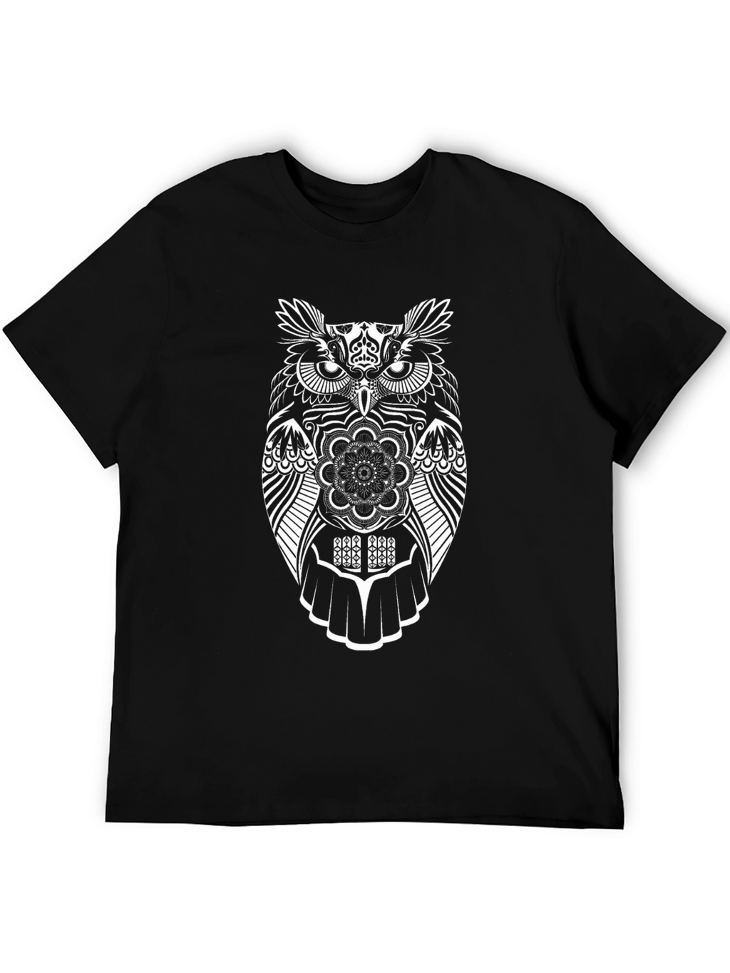 Owl Graphic Tee - Mens Black Cotton T-Shirt