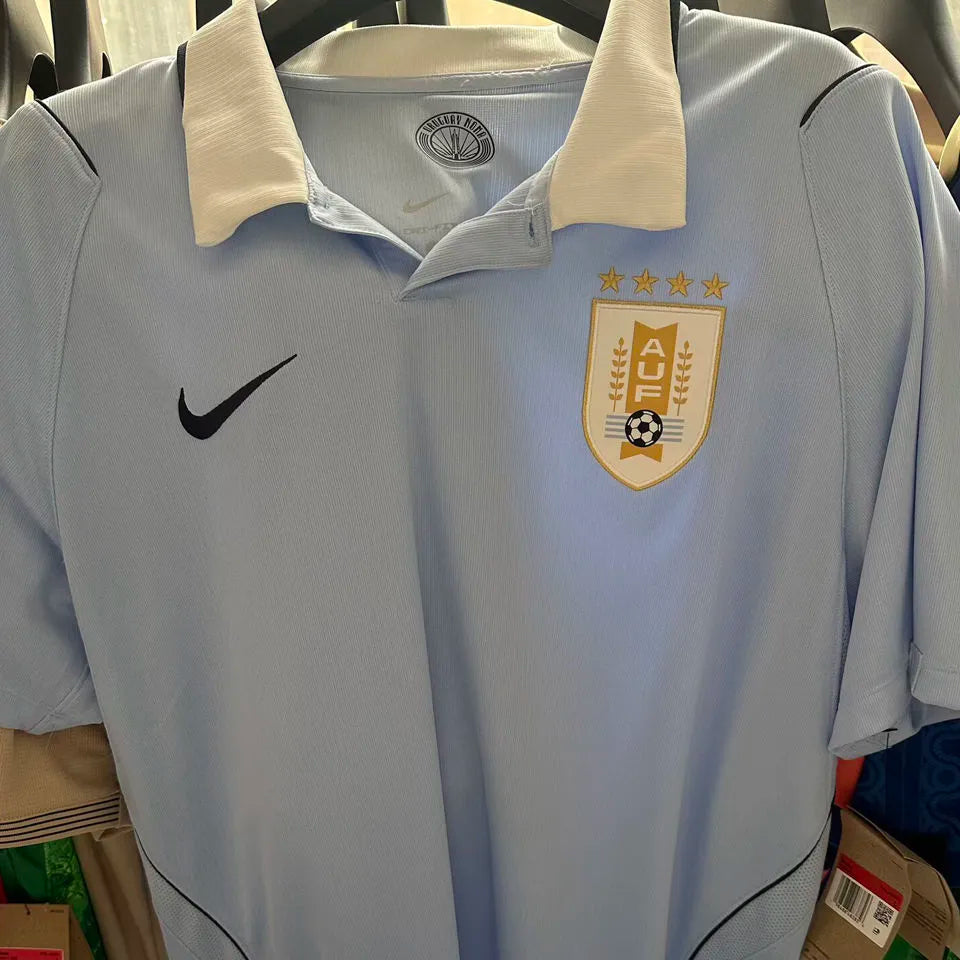 2026/27 Uruguay Home Fans Soccer Jersey (Have Right Patch 有右臂章 金底白字） Detail 2