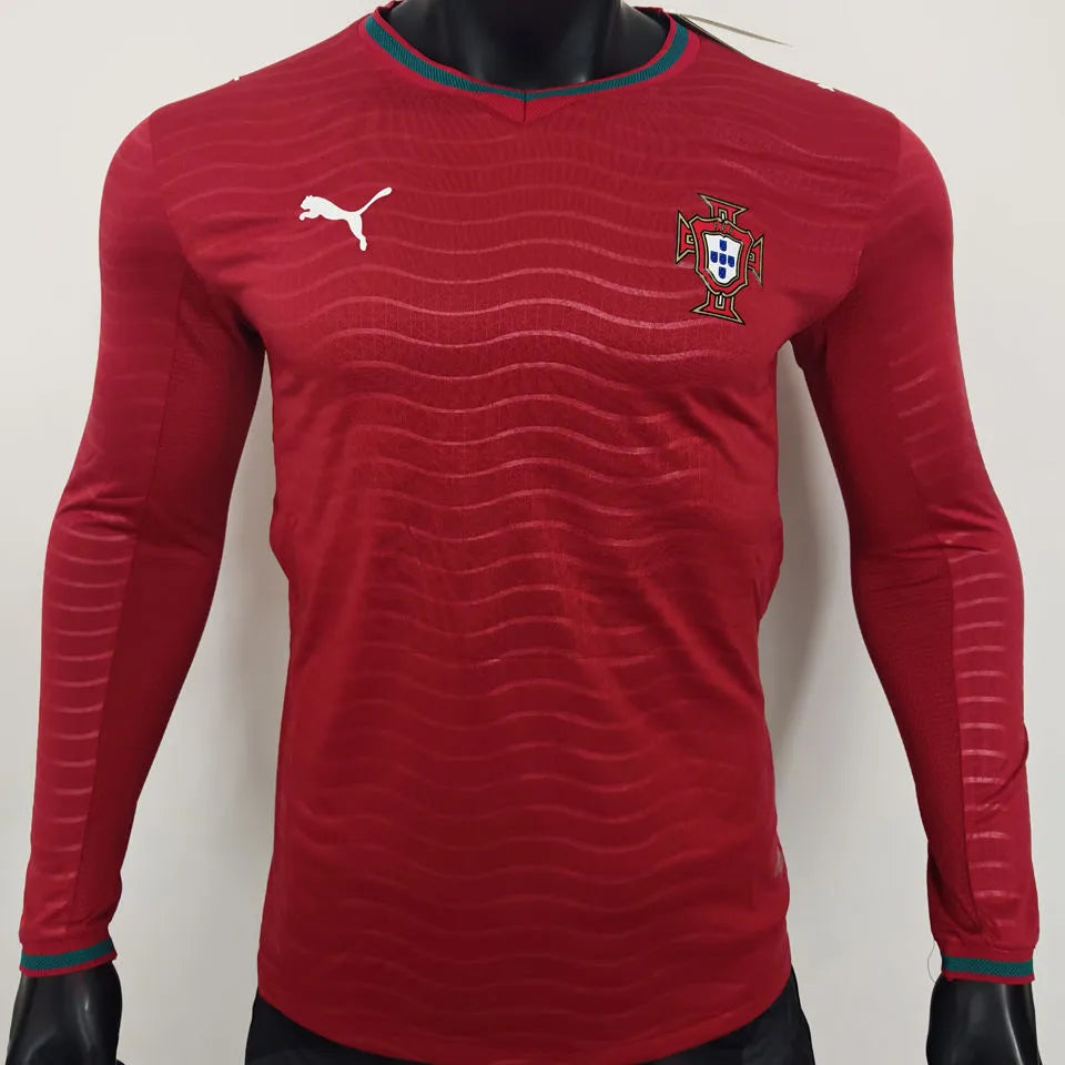 2026/27 Portugal Home Red Player Version Long Sleeve Soccer Jersey Front