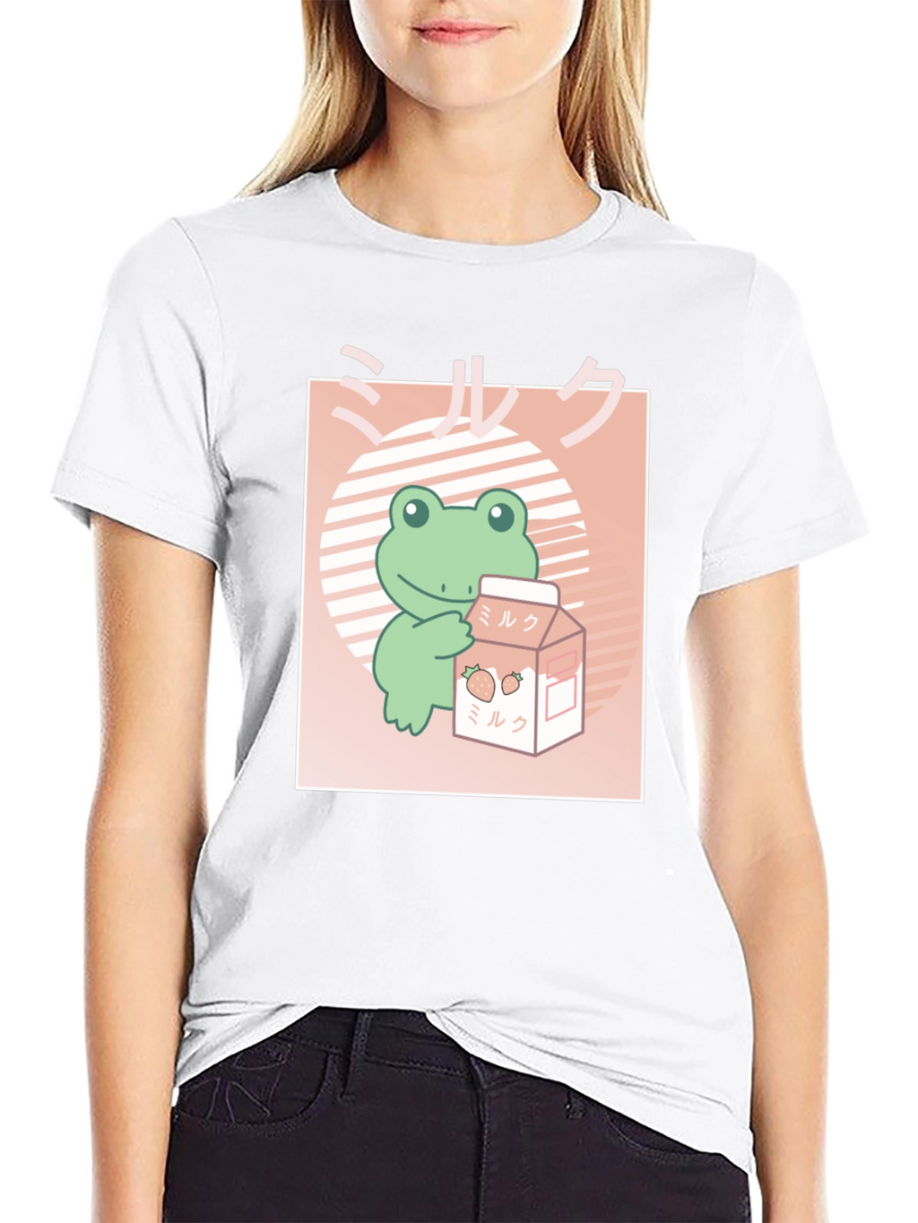 Kawaii Frog Strawberry Milk T-Shirt