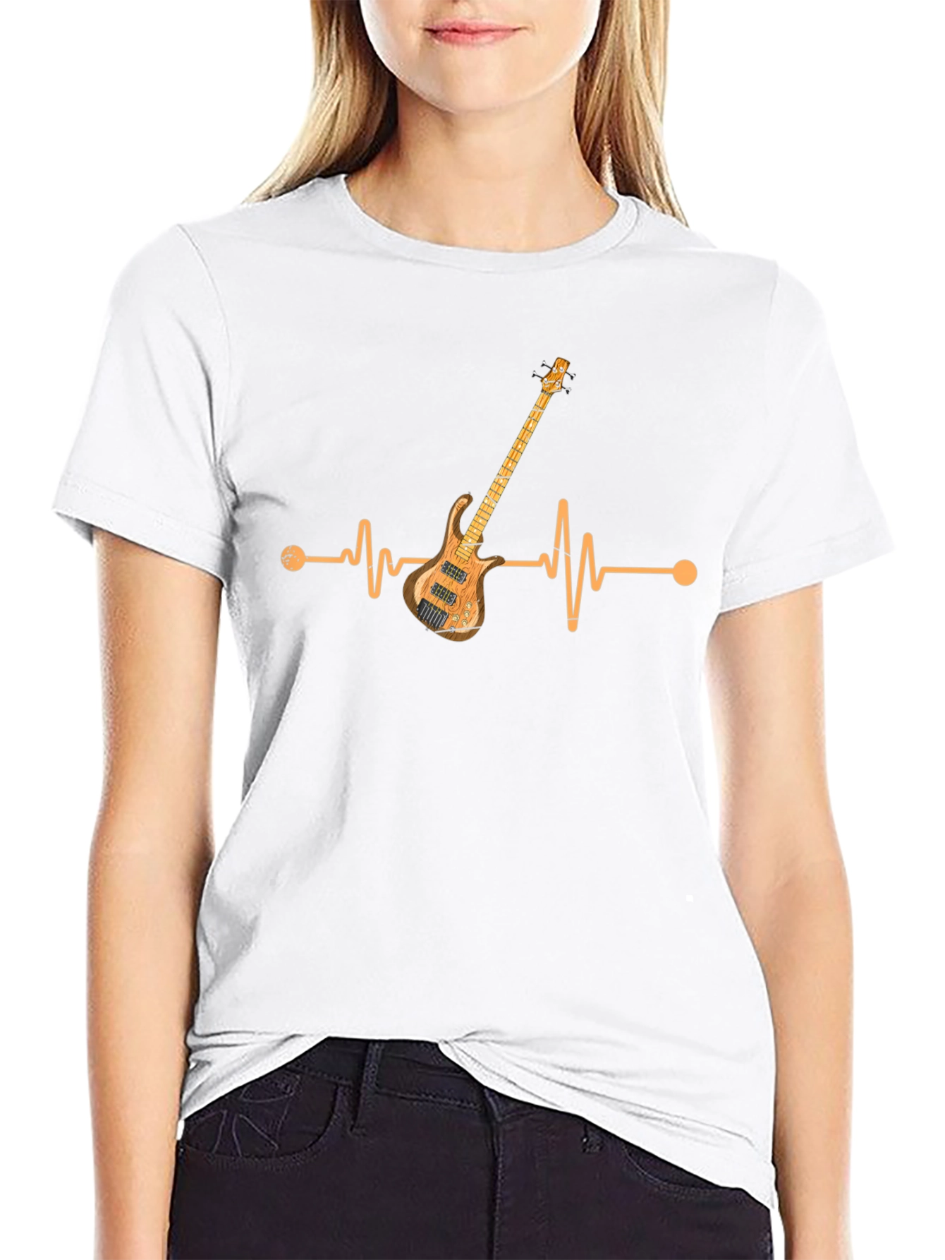 Bass Guitar Heartbeat Graphic T-Shirt