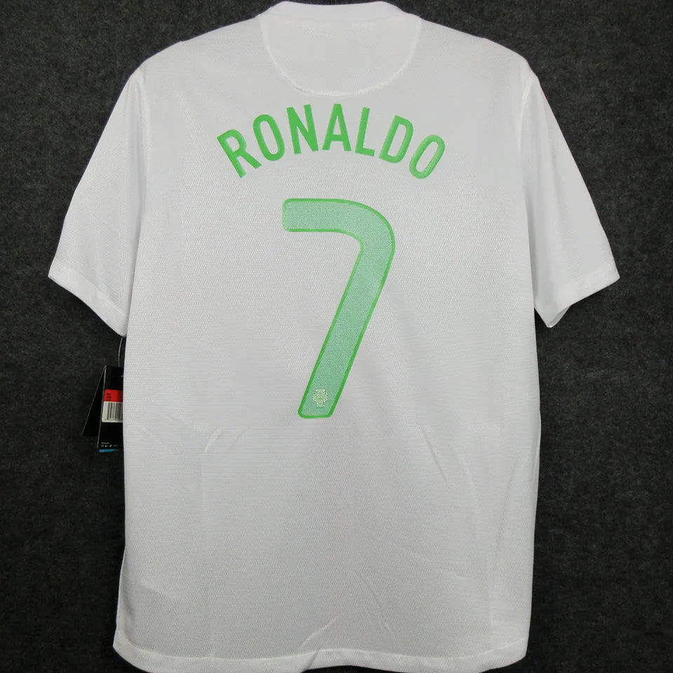 2012 Portugal Away White Long Sleeve Retro Soccer Jersey Detail 1
