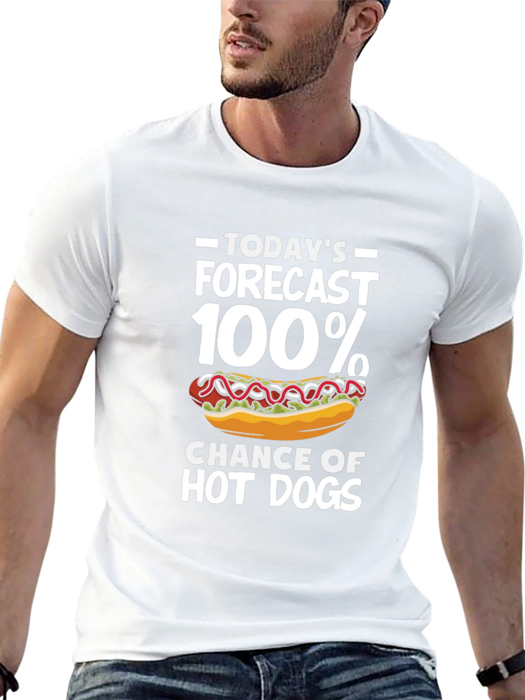 Funny Hot Dog Forecast Graphic T-Shirt