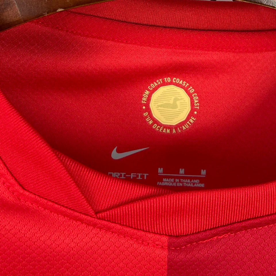 2026/27 Canada Home Red Fans Soccer Jersey (Have Right Patch 有右臂章 白底黑字） Detail 3