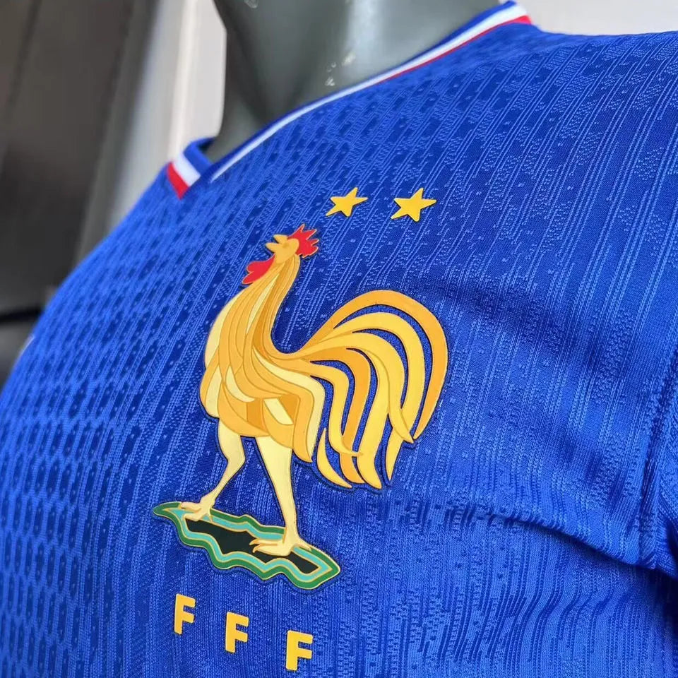 2024//25 France Home Blue Player Version Long Sleeve Jersey Detail 2