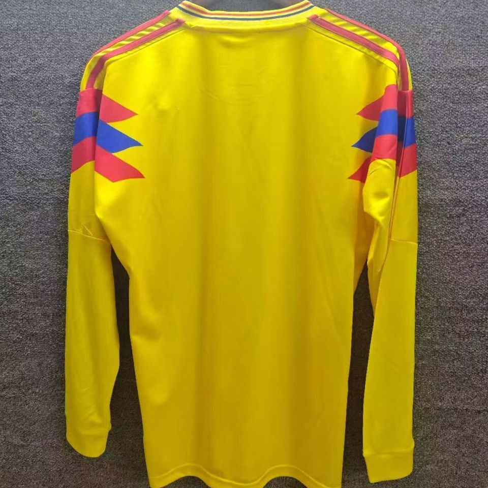 1990 Colombia Home Yellow Retro Long Sleeve Soccer Jersey Item NO.: 2140097 Back