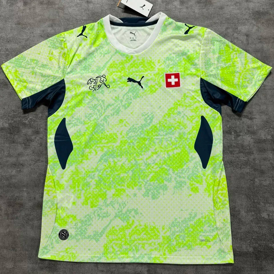 2026/27 Switzerland Away Yellow Fans Soccer Jersey Detail 1