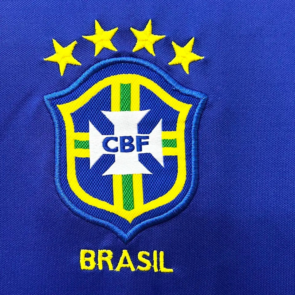 1998 Brazil Away Blue Retro Soccer Jersey Detail 2