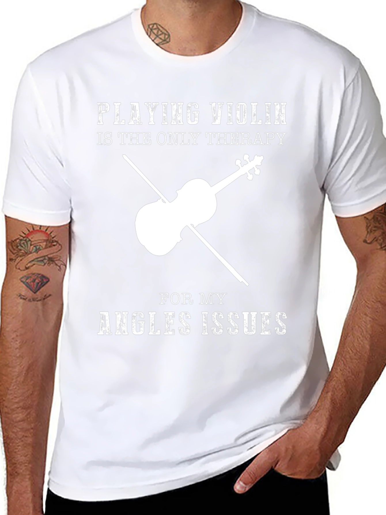 Violin Therapy T-Shirt - Angles Issues Humor