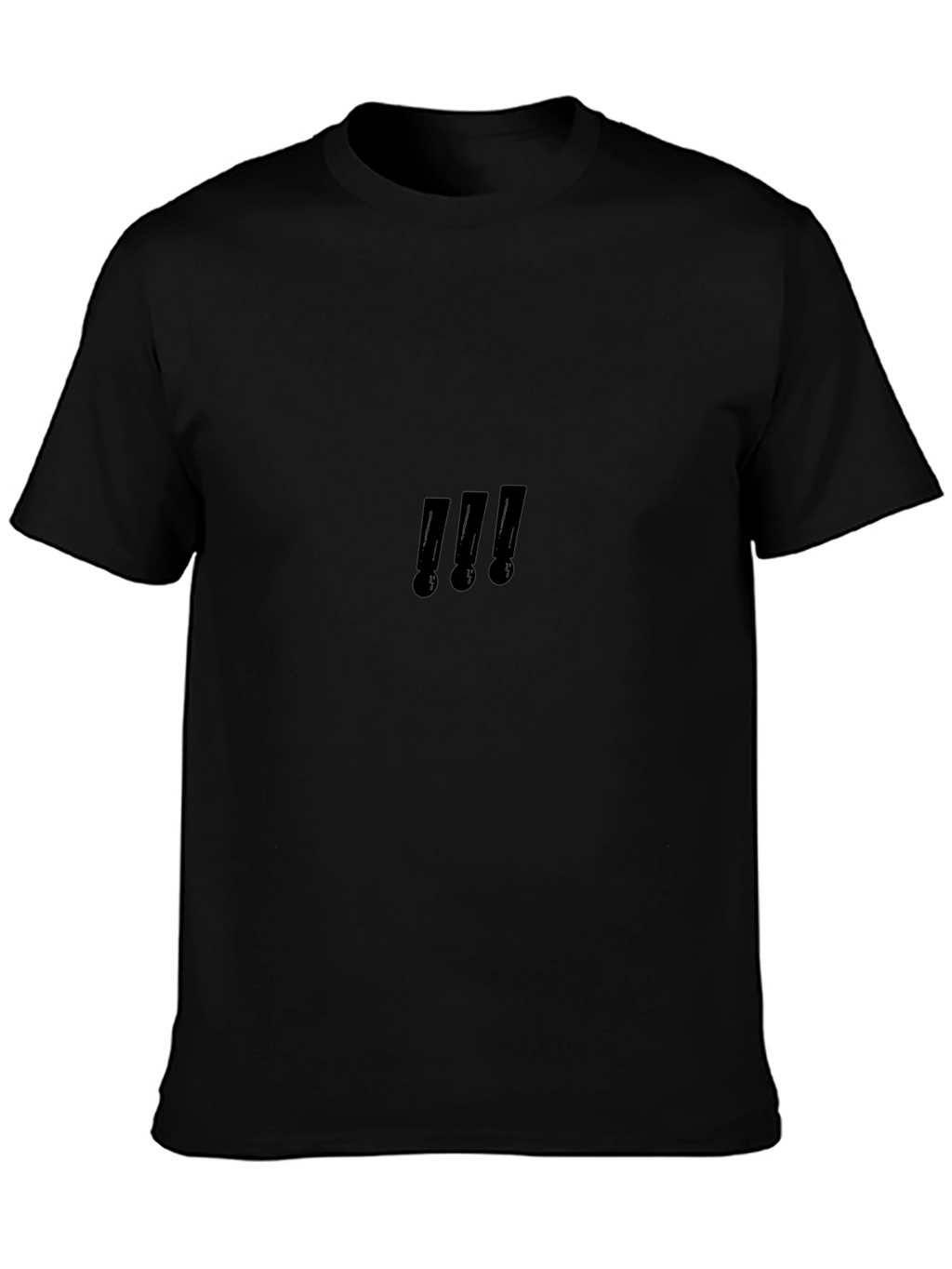 Sleek Black T-Shirt with Subtle Exclamation Mark Design