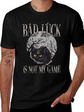 Bad Luck Cat Graphic Tee - Spooky Style