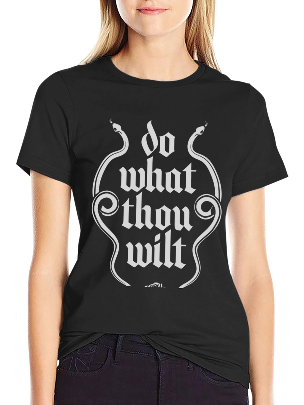Do What Thou Wilt Black T-Shirt with Snake Graphic