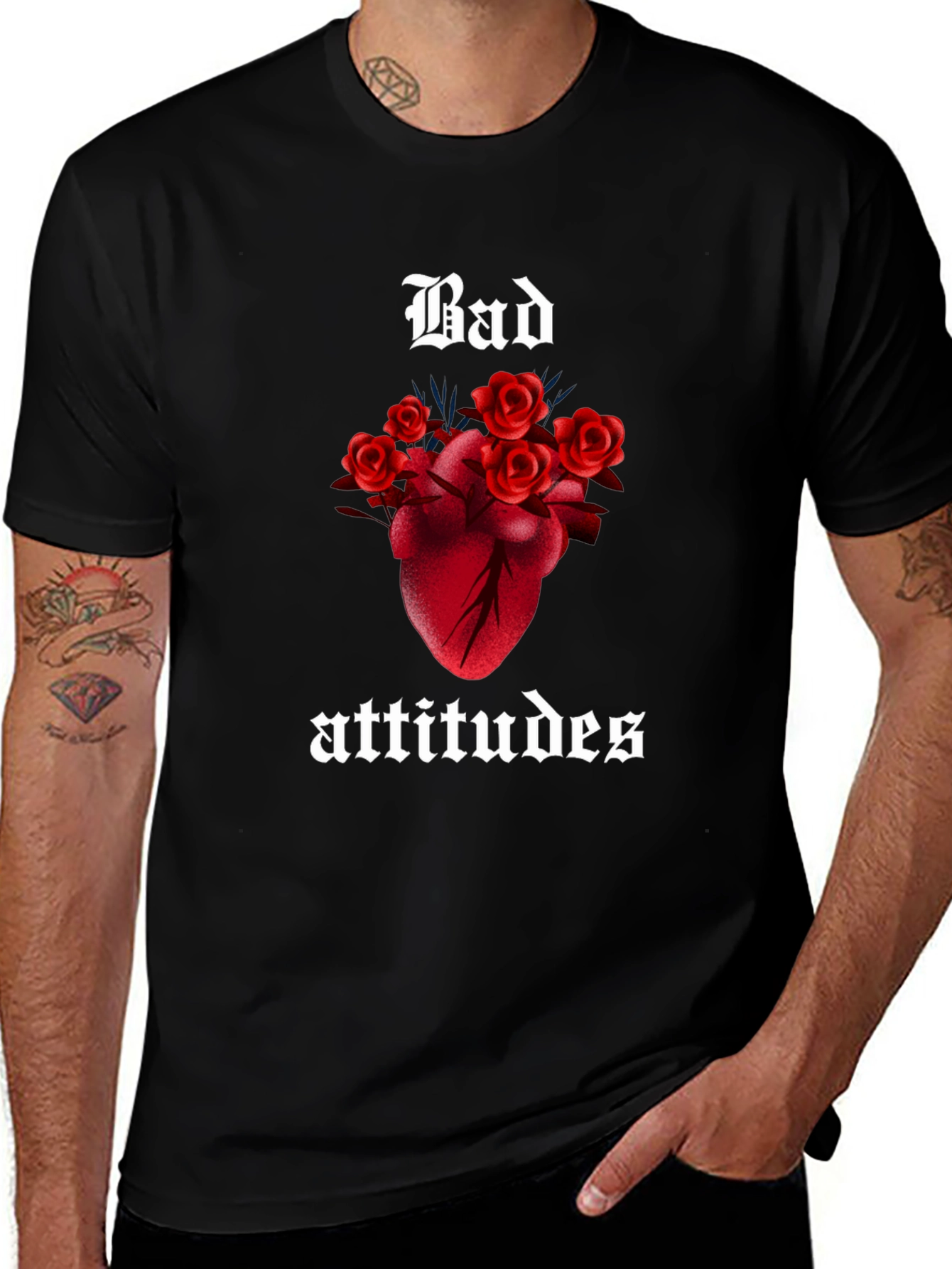 Bad Attitudes Graphic T-Shirt - Rose Heart