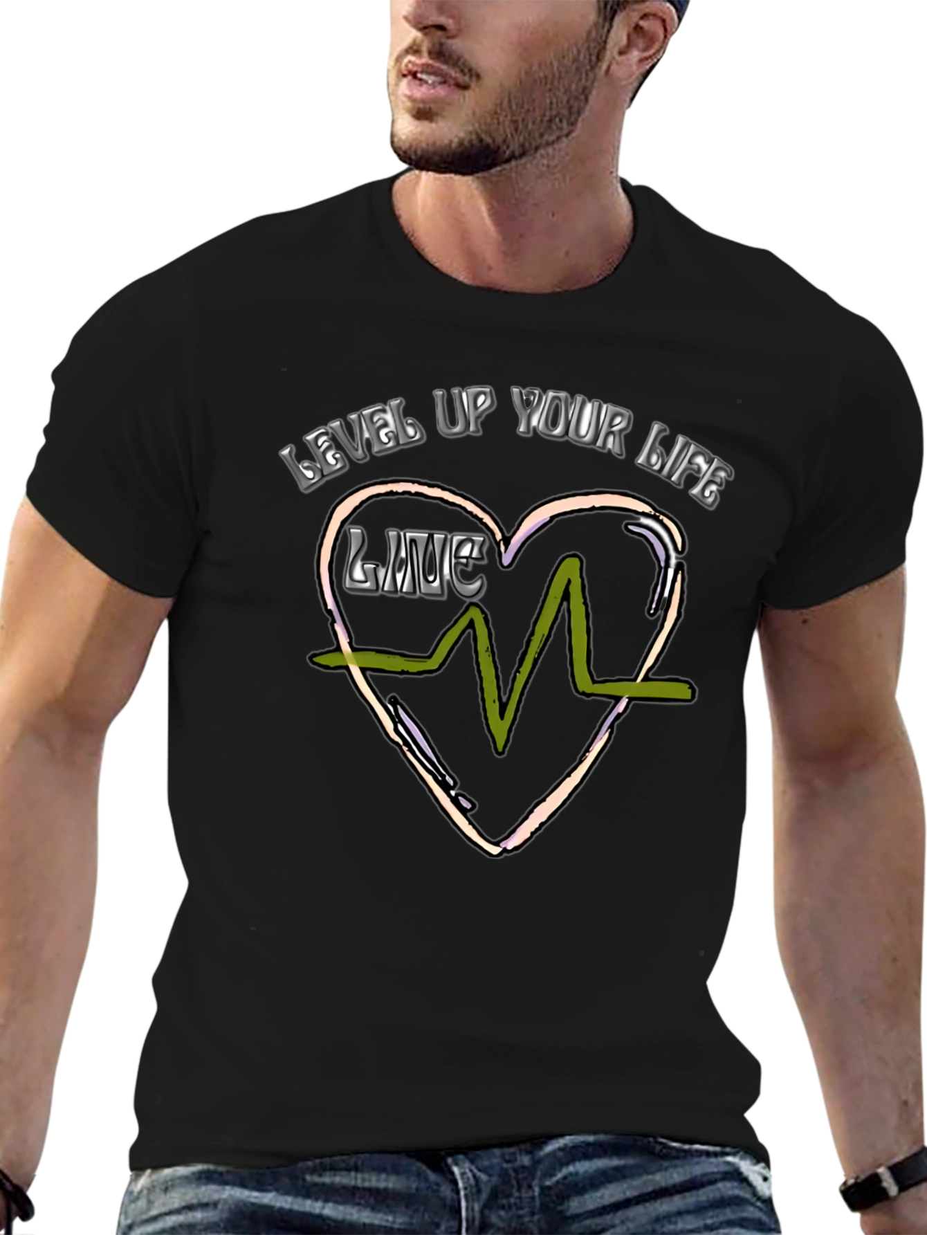 Level Up Your Life Graphic Tee - Black
