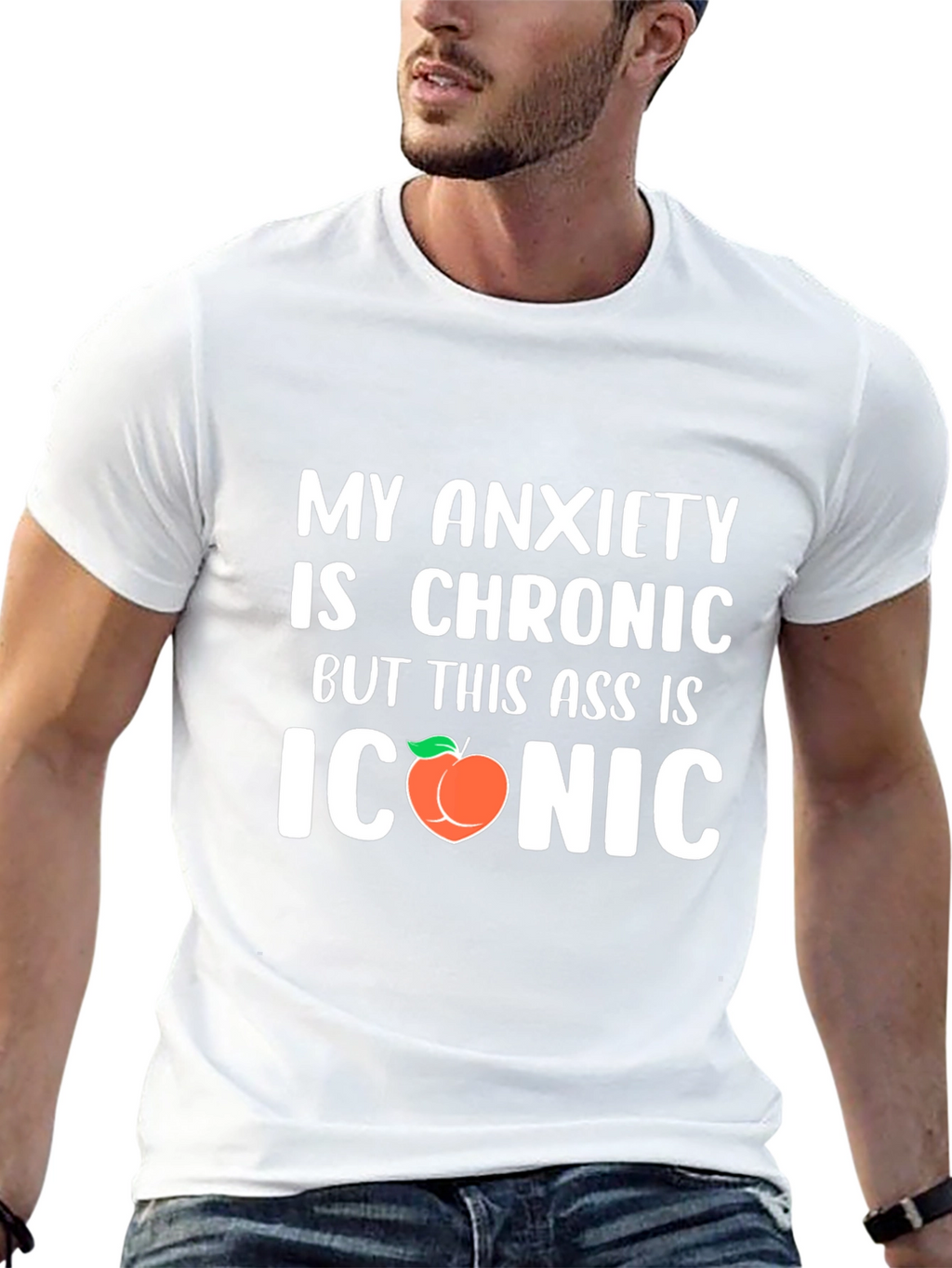 Chronic Anxiety Iconic Peach Funny Graphic T-Shirt