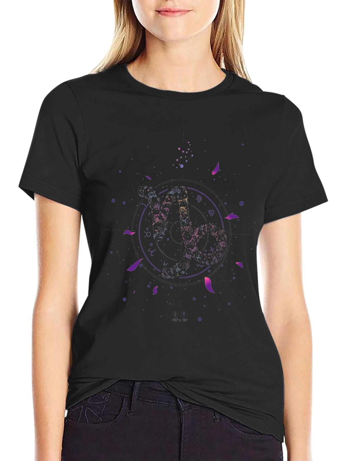 Cosmic Zodiac Black T-Shirt - Celestial Astrology Design