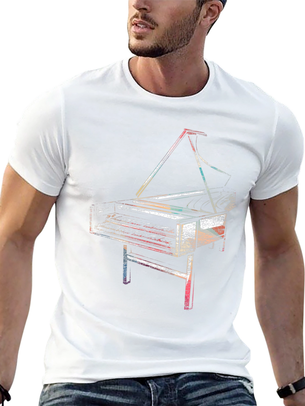 Piano Graphic Tee - Retro Music Lover T-Shirt