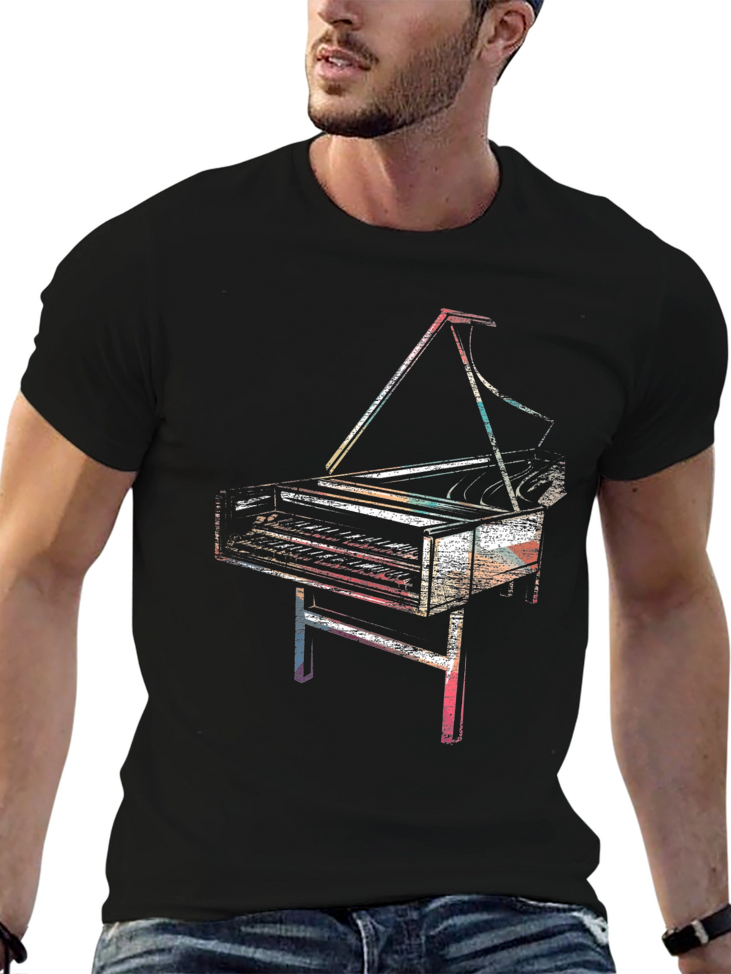 Piano Graphic Tee - Retro Music Lover T-Shirt