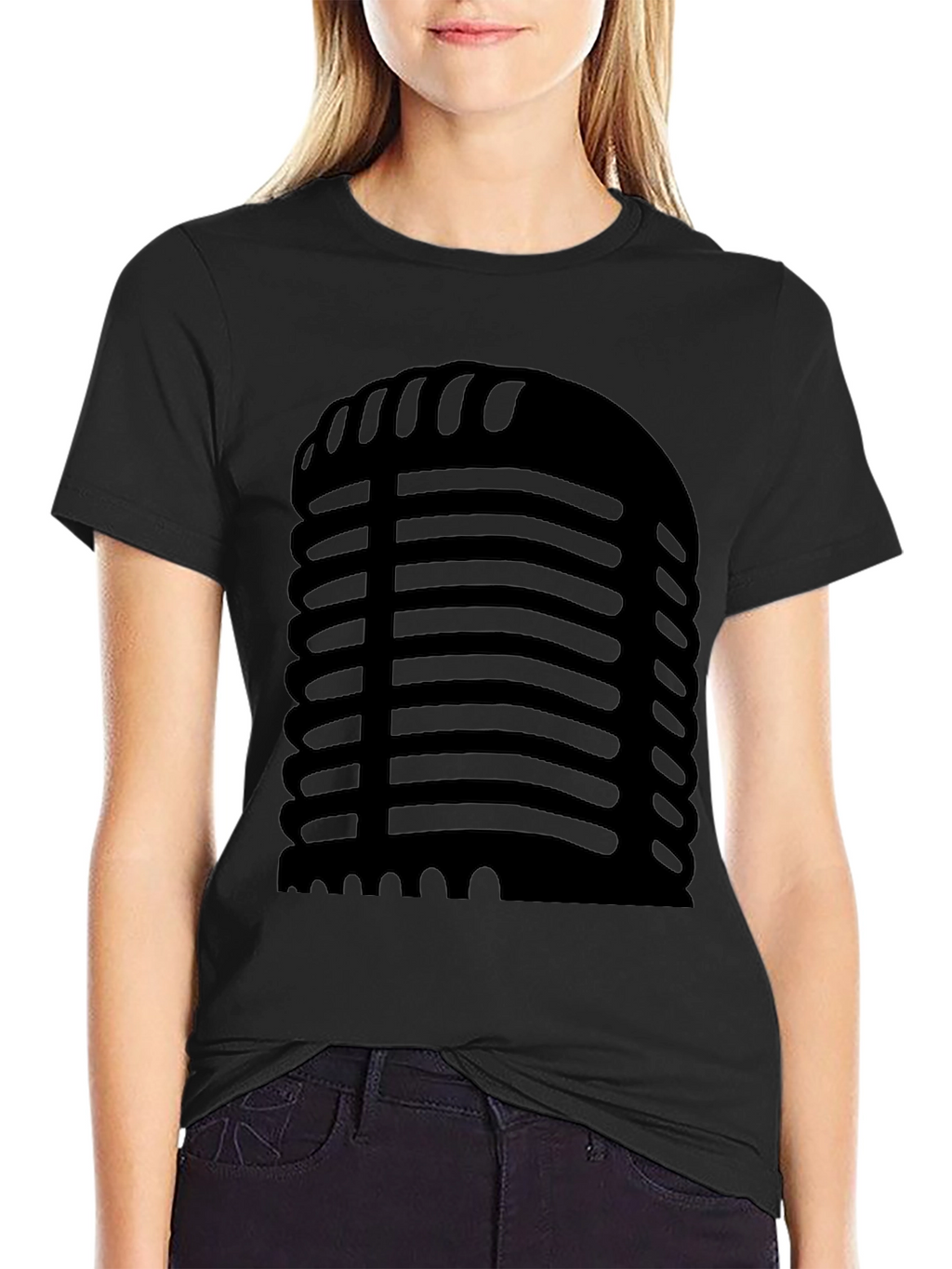 Retro Microphone Graphic Black T-Shirt