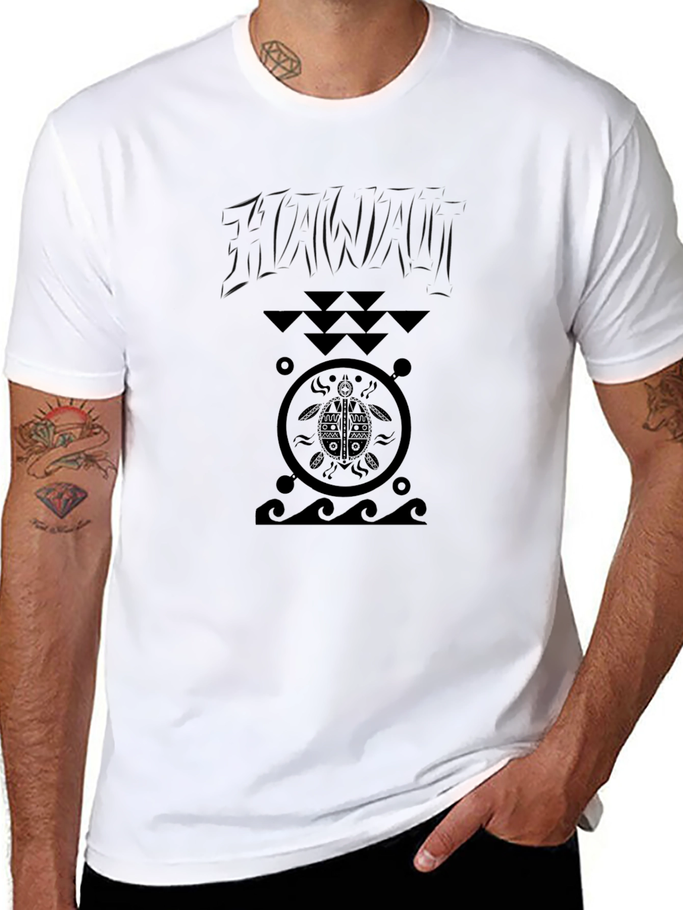 Tribal Turtle Graphic T-Shirt - Black