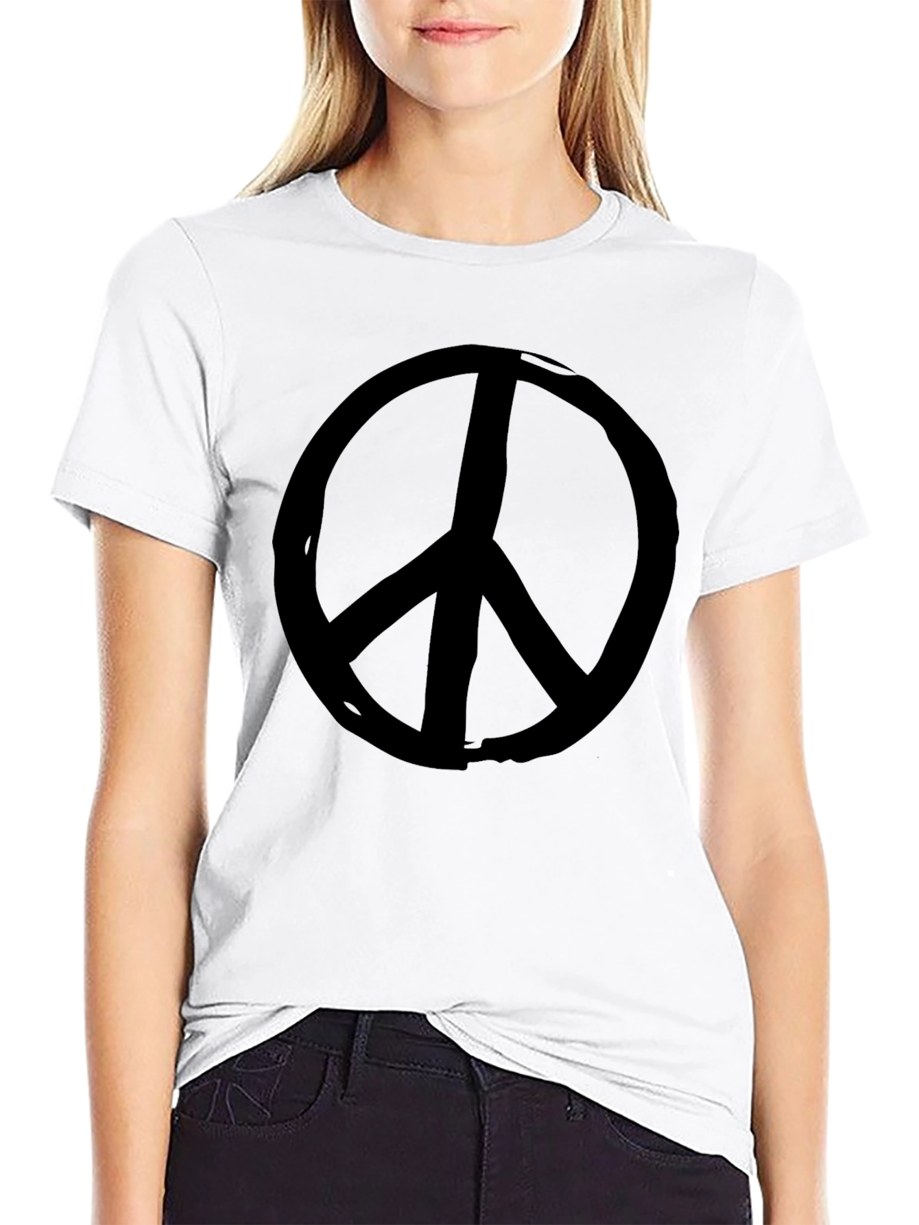 Black Peace Sign Graphic T-Shirt