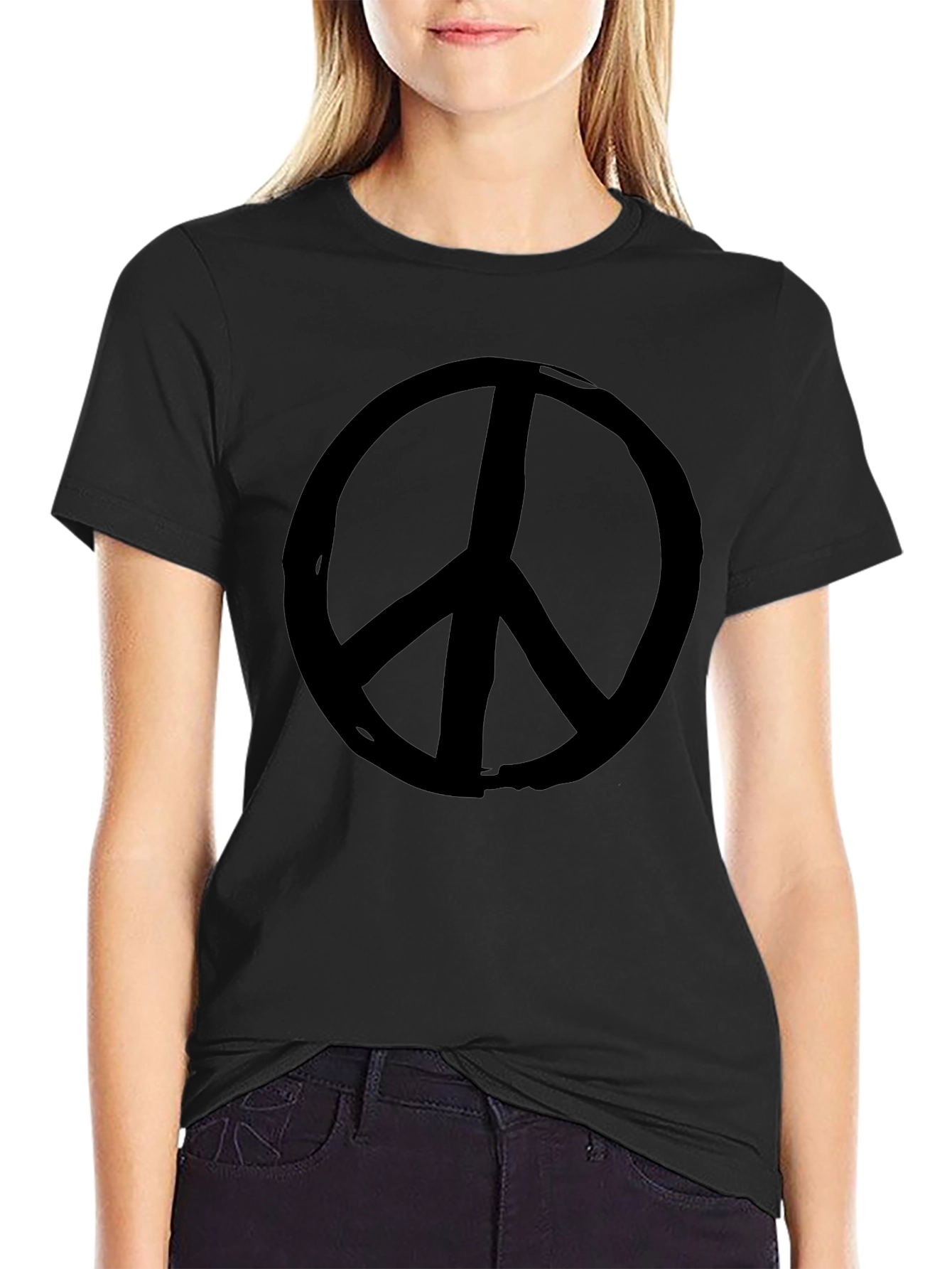 Black Peace Sign Graphic T-Shirt